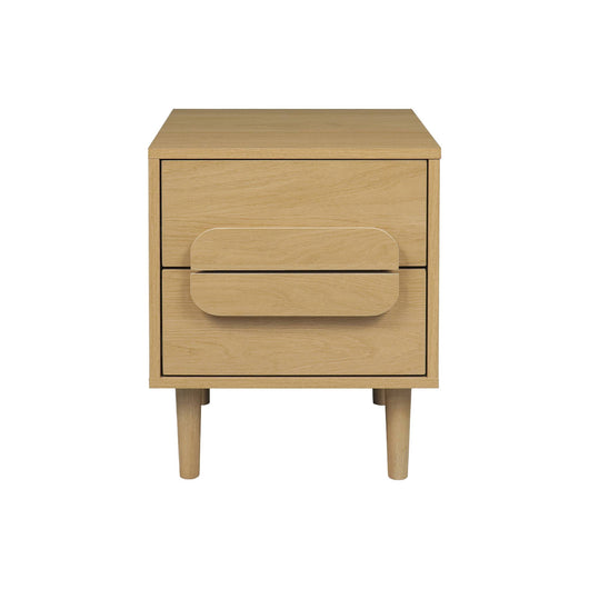 Comodino vintage effetto legno 2 cassetti, quercia