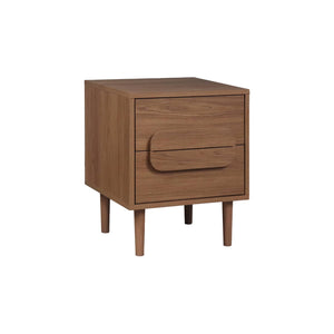 Comodino vintage effetto legno 2 cassetti, noce