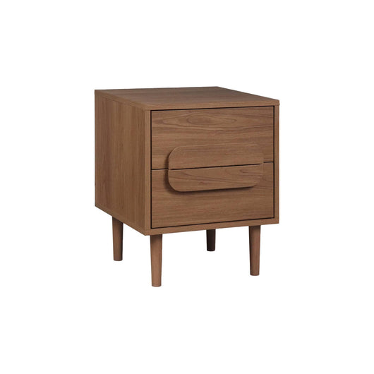 Comodino vintage effetto legno 2 cassetti, noce