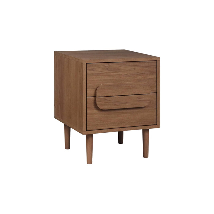 Comodino vintage effetto legno 2 cassetti, noce