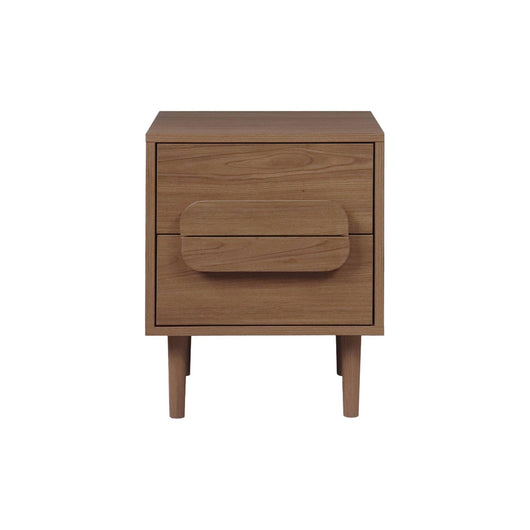 Comodino vintage effetto legno 2 cassetti, noce