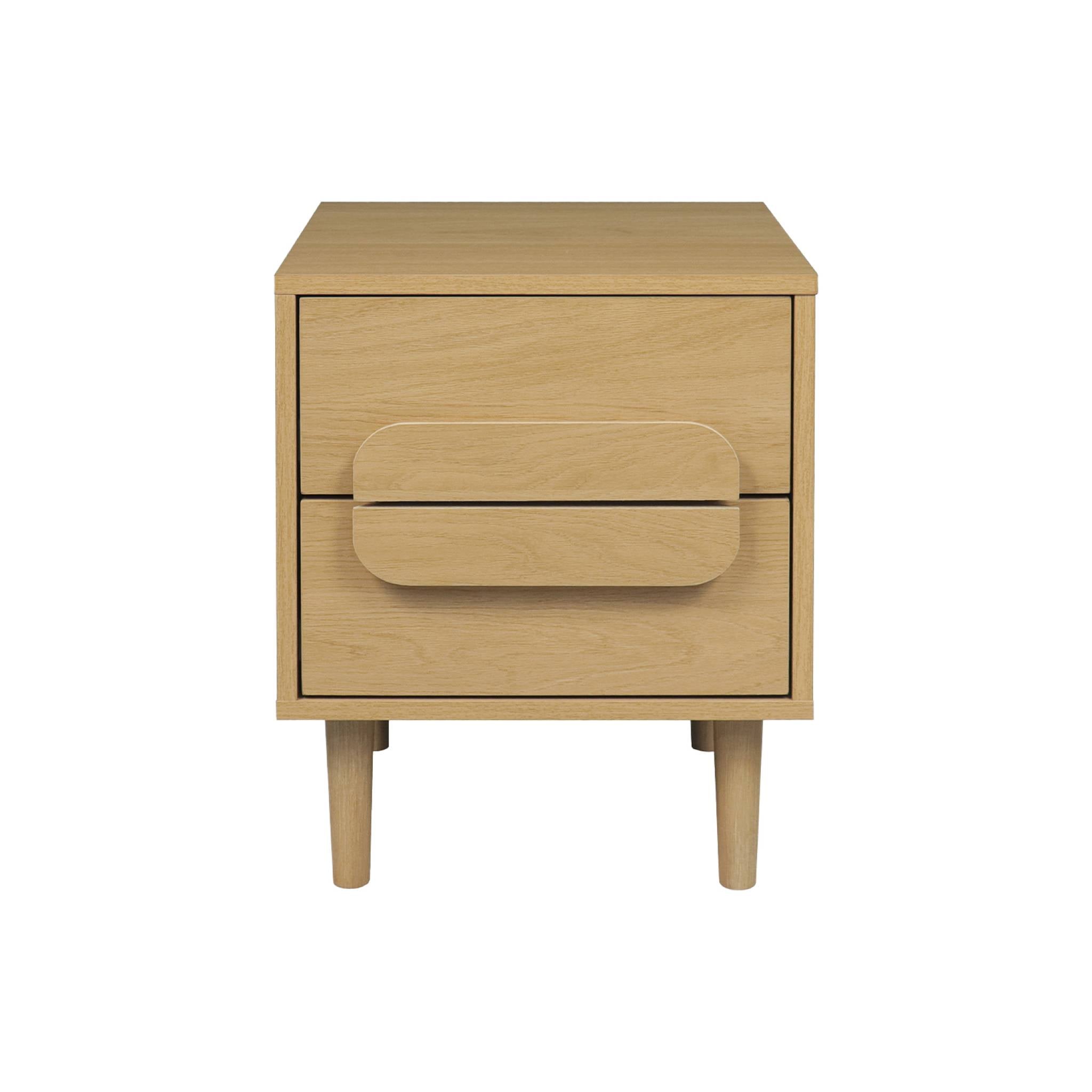 Set 2 comodini vintage effetto legno 2 cassetti, quercia