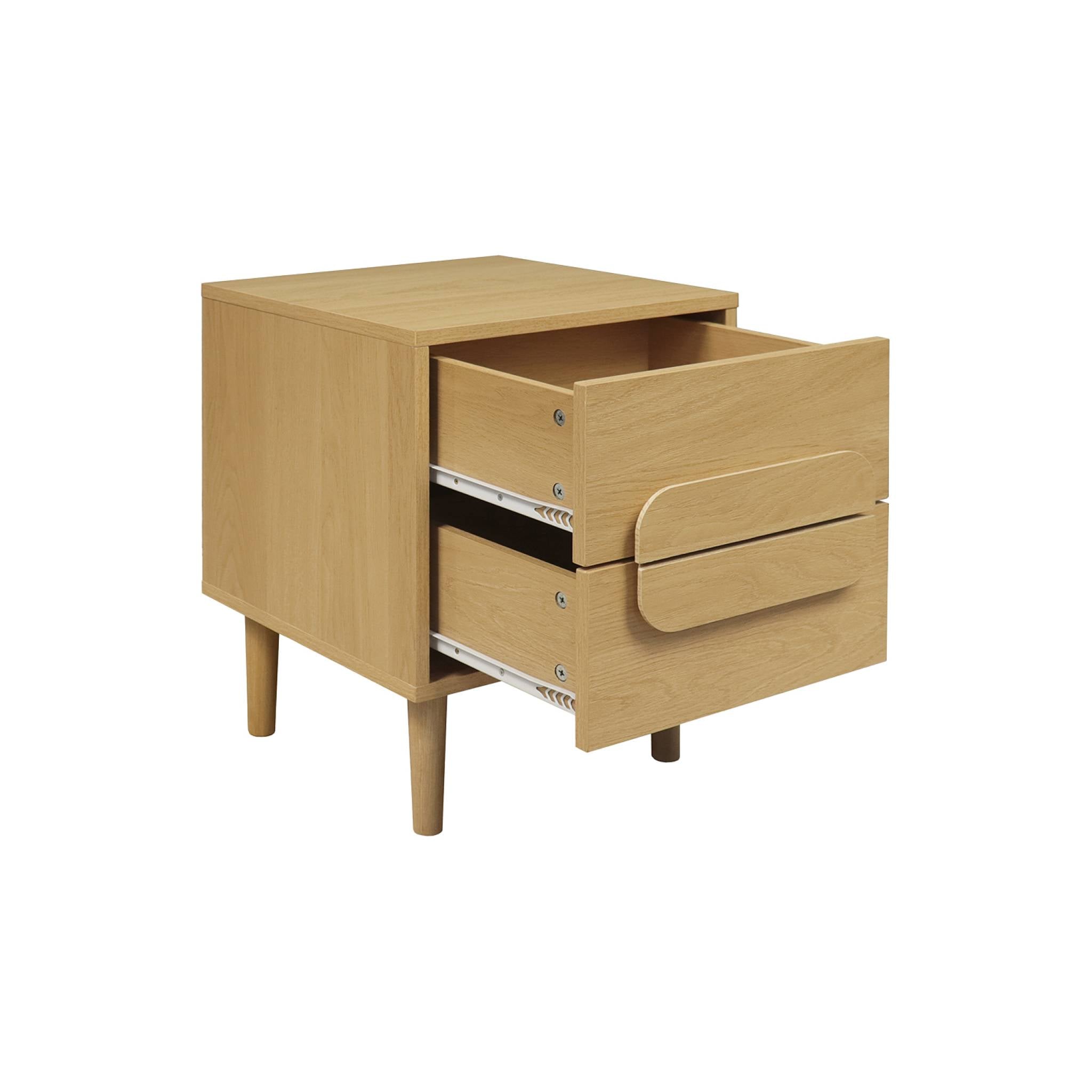 Set 2 comodini vintage effetto legno 2 cassetti, quercia