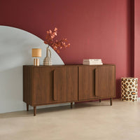 Credenza vintage effetto legno 4 ante, 160cm, noce