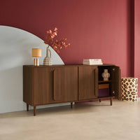 Credenza vintage effetto legno 4 ante, 160cm, noce