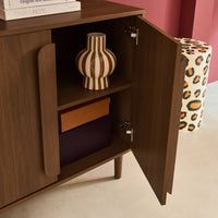 Credenza vintage effetto legno 4 ante, 160cm, noce