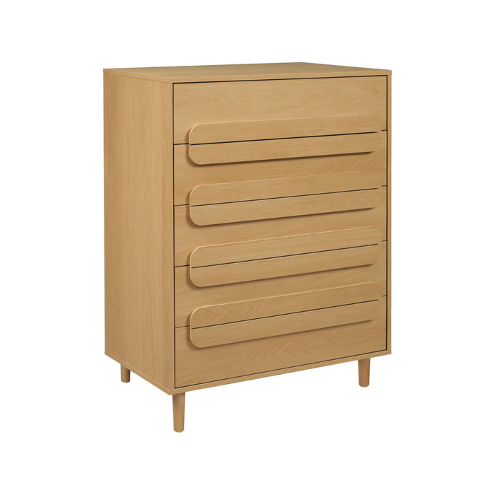 Cassettiera vintage effetto legno 5 cassetti, quercia