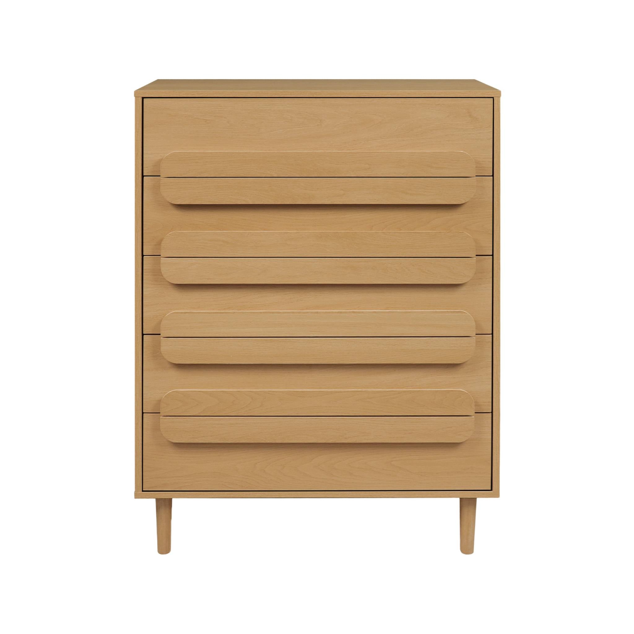 Cassettiera vintage effetto legno 5 cassetti, quercia