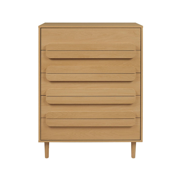 Cassettiera vintage effetto legno 5 cassetti, quercia