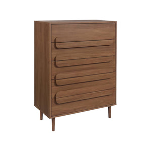 Cassettiera vintage effetto legno 5 cassetti, noce