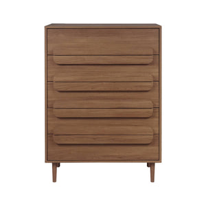 Cassettiera vintage effetto legno 5 cassetti, noce