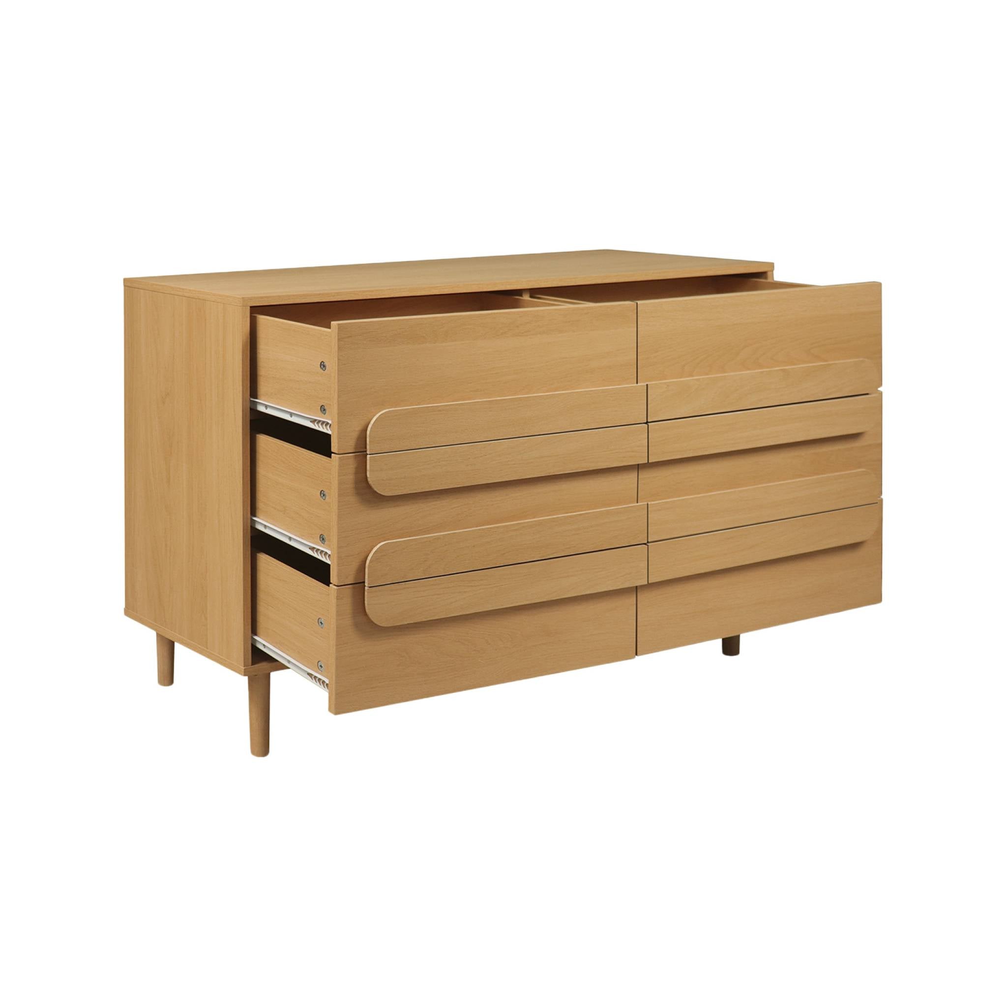 Cassettiera vintage effetto legno 6 cassetti, quercia