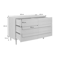 Cassettiera vintage effetto legno 6 cassetti, quercia