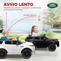 Macchina Elettrica per Bambini a Licenza Land Rover con Fari, Clacson e Cintura,106x65.5x51 cm, Nero