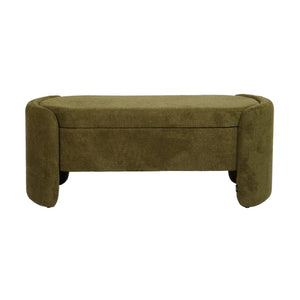 Panca contenitore, fondo letto contemporaneo in tessuto, verde kaki