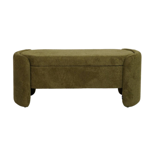 Panca contenitore, fondo letto contemporaneo in tessuto, verde kaki