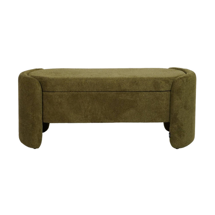 Panca contenitore, fondo letto contemporaneo in tessuto, verde kaki