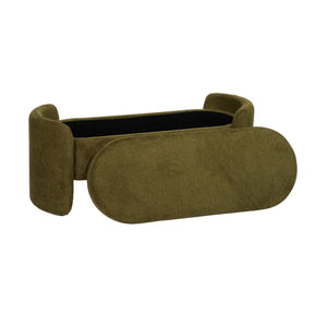 Panca contenitore, fondo letto contemporaneo in tessuto, verde kaki