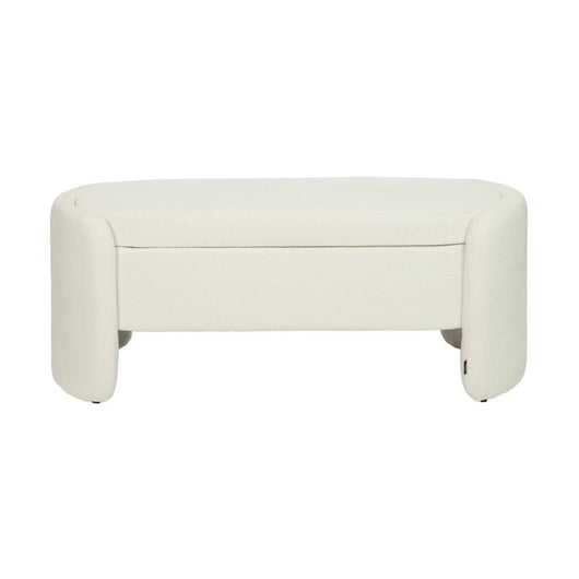 Panca contenitore, fondo letto contemporaneo in tessuto, bianco