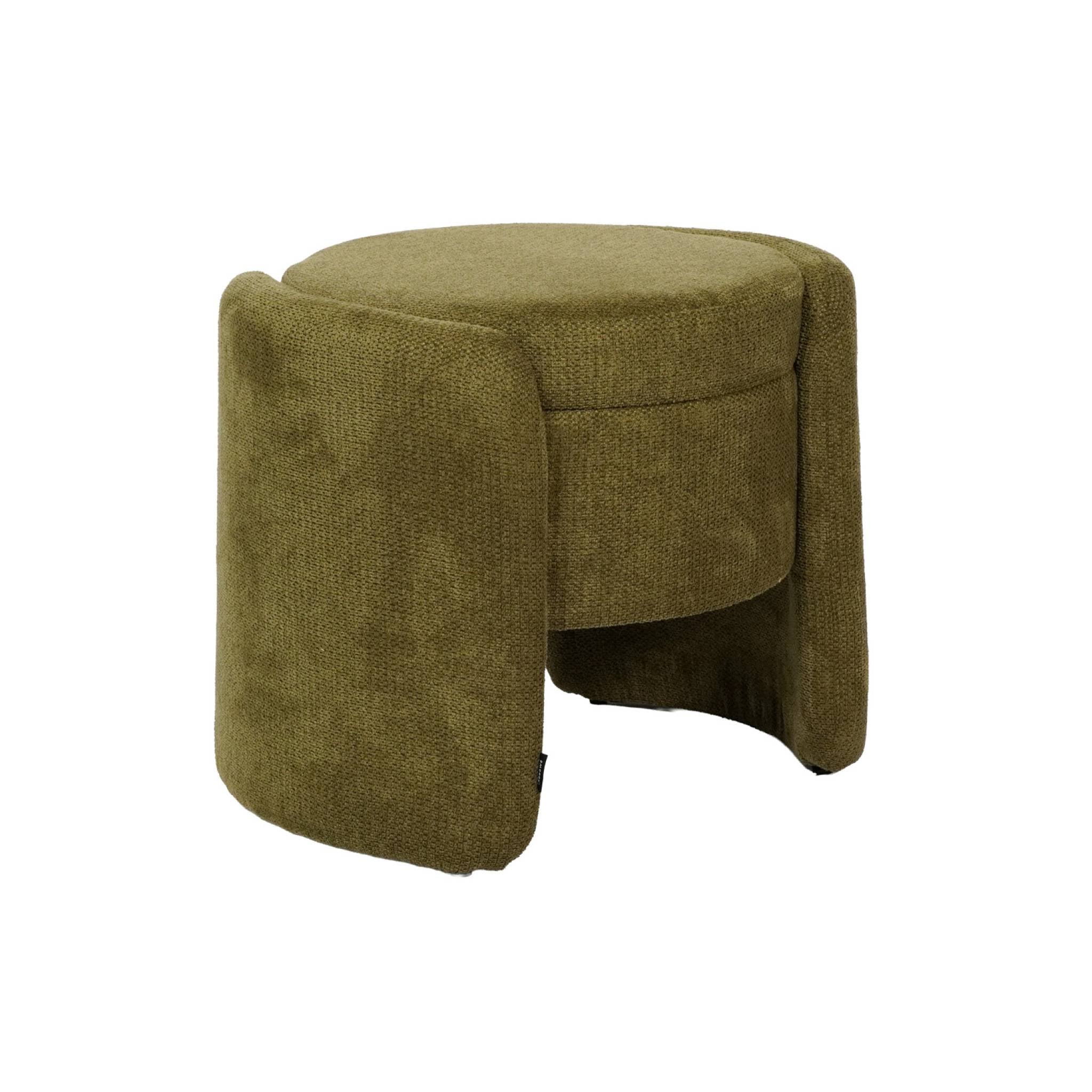 Sgabello contenitore contemporaneo in tessuto, verde kaki