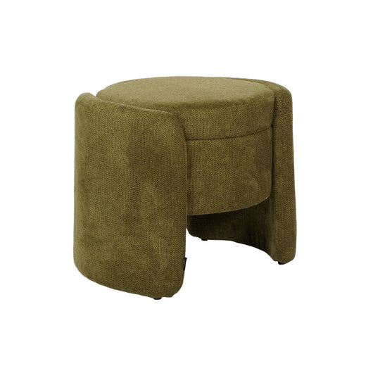 Sgabello contenitore contemporaneo in tessuto, verde kaki