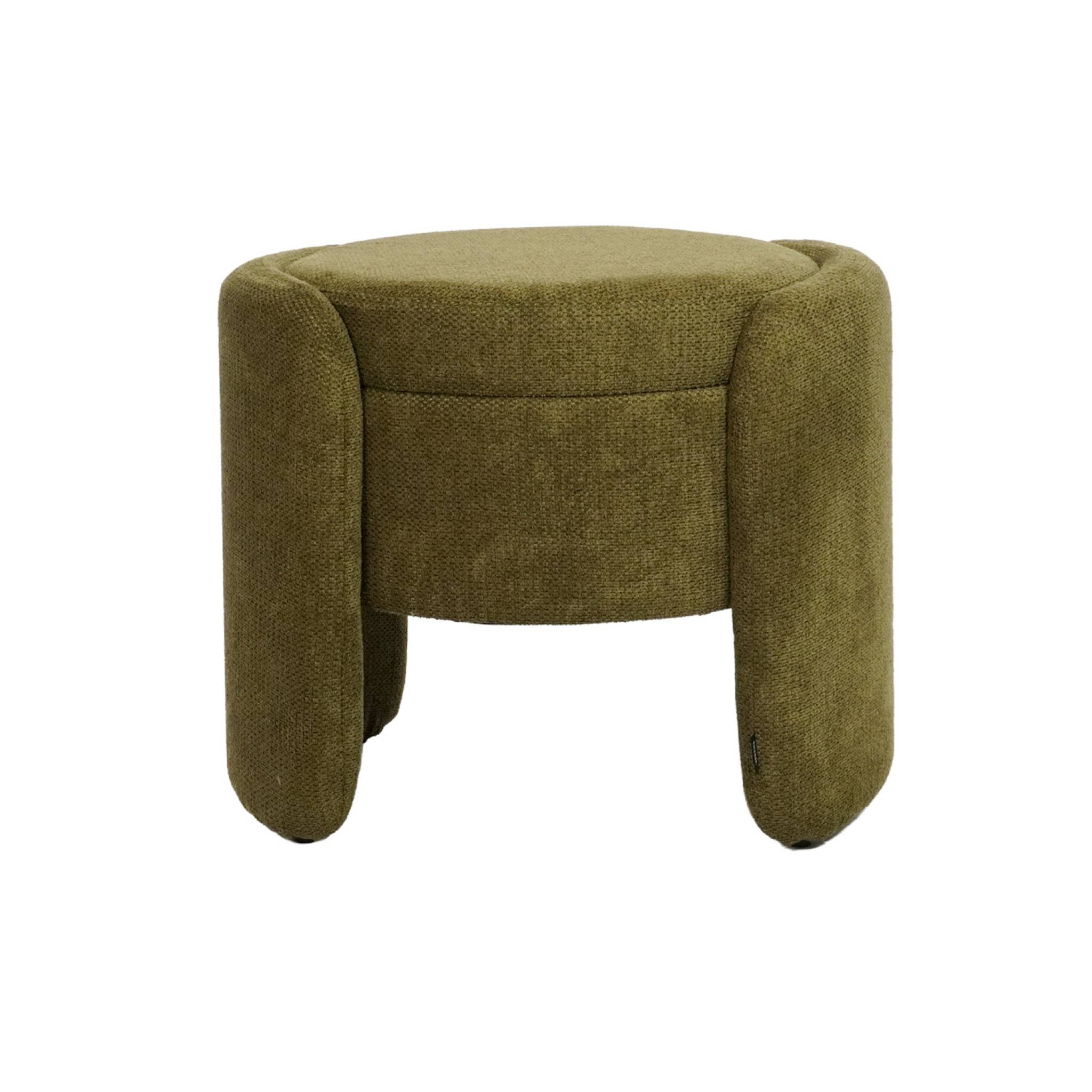 Sgabello contenitore contemporaneo in tessuto, verde kaki