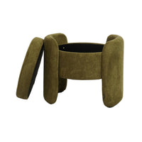 Sgabello contenitore contemporaneo in tessuto, verde kaki