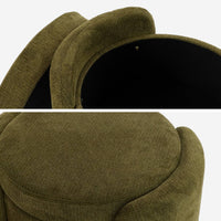 Sgabello contenitore contemporaneo in tessuto, verde kaki