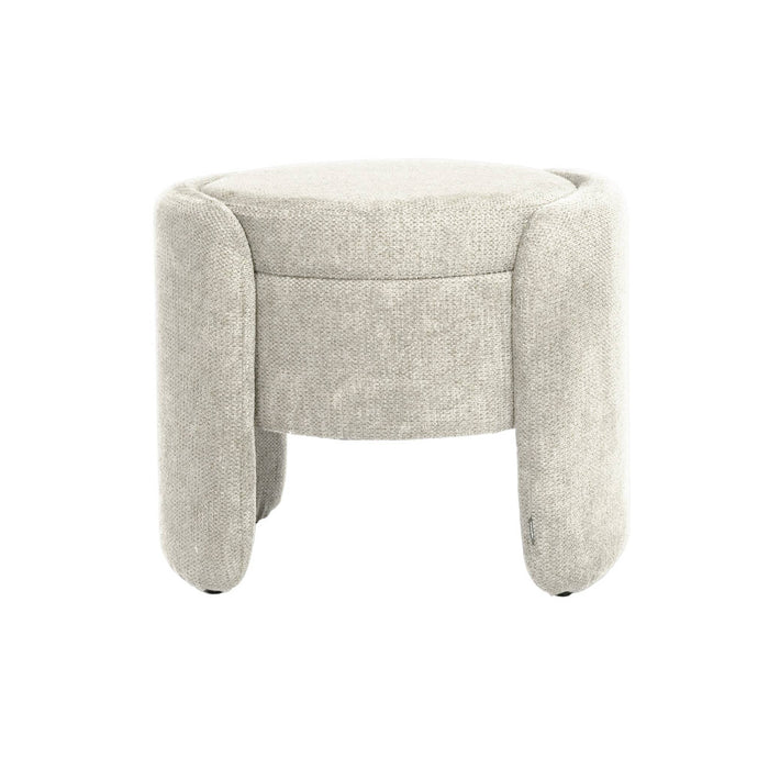 Sgabello contenitore contemporaneo in tessuto, grigio chiaro