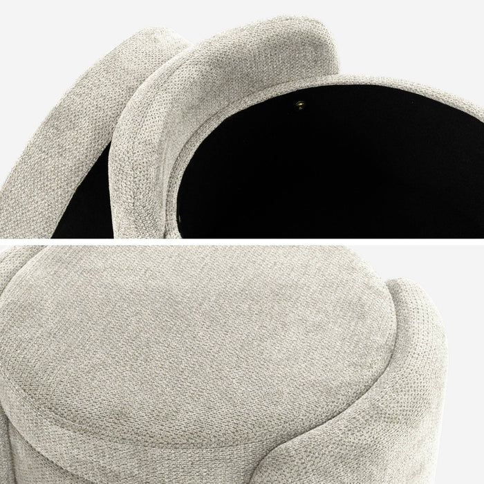 Sgabello contenitore contemporaneo in tessuto, grigio chiaro