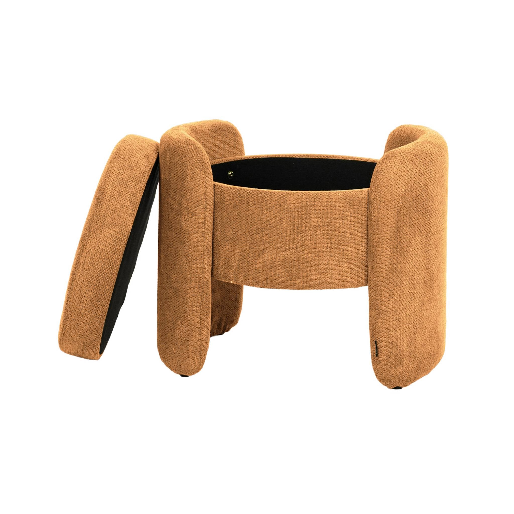 Sgabello contenitore contemporaneo in tessuto, terracotta