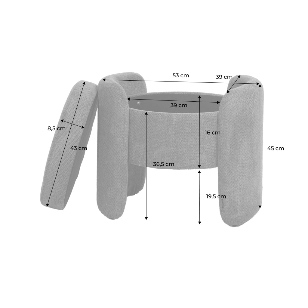 Sgabello contenitore contemporaneo in tessuto, terracotta