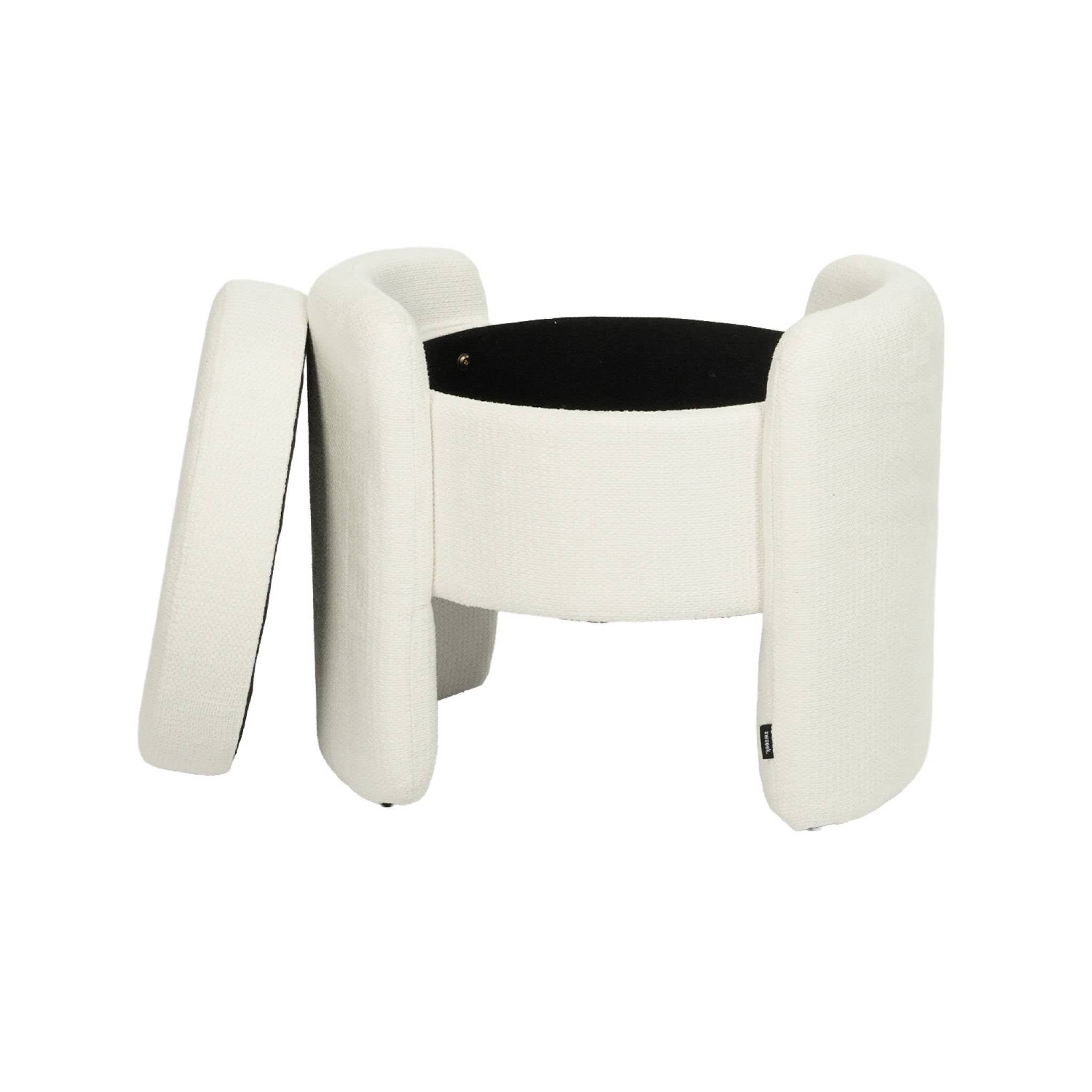 Sgabello contenitore contemporaneo in tessuto, bianco