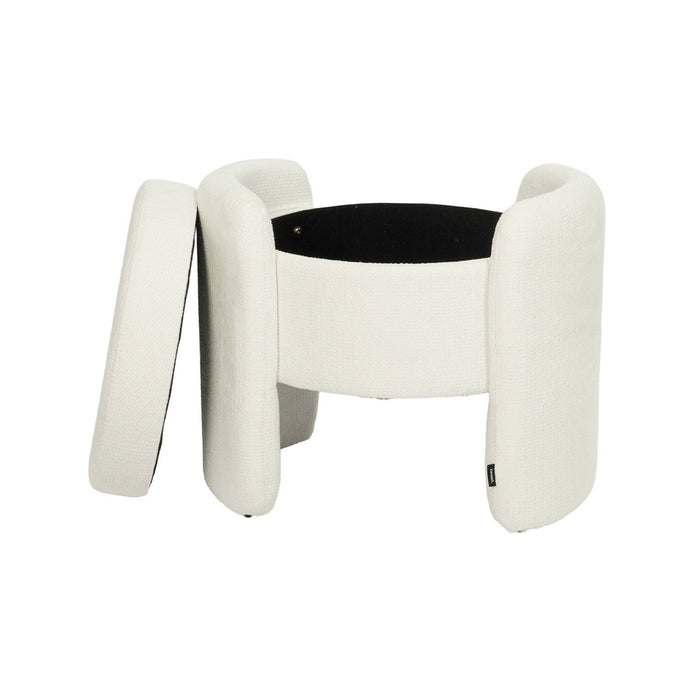 Sgabello contenitore contemporaneo in tessuto, bianco