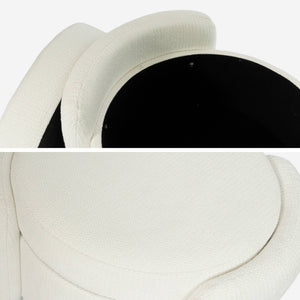 Sgabello contenitore contemporaneo in tessuto, bianco