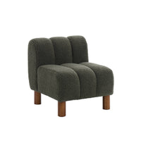 Poltrona bambino piedi arrotondati legno di hevea e bouclé, verde kaki