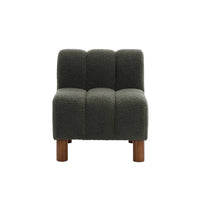 Poltrona bambino piedi arrotondati legno di hevea e bouclé, verde kaki