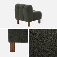 Poltrona bambino piedi arrotondati legno di hevea e bouclé, verde kaki