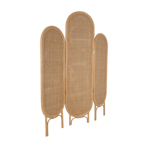 Paravento pieghevole da interno in rattan, marrone naturale