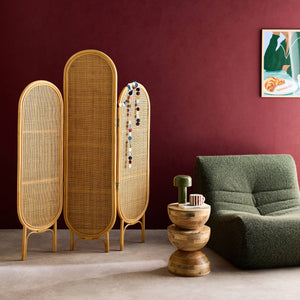 Paravento pieghevole da interno in rattan, marrone naturale