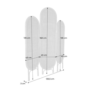 Paravento pieghevole da interno in rattan, marrone naturale