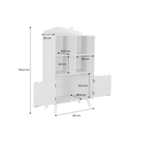 Biblioteca per bambini in legno di pino 2 porte 4 scaffali, verde