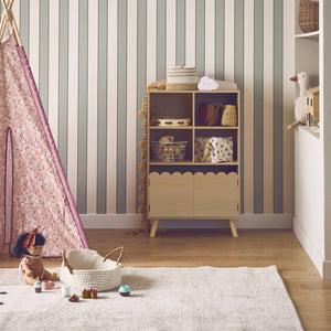 Biblioteca per bambini in legno di pino 2 porte e 4 scaffali, marrone