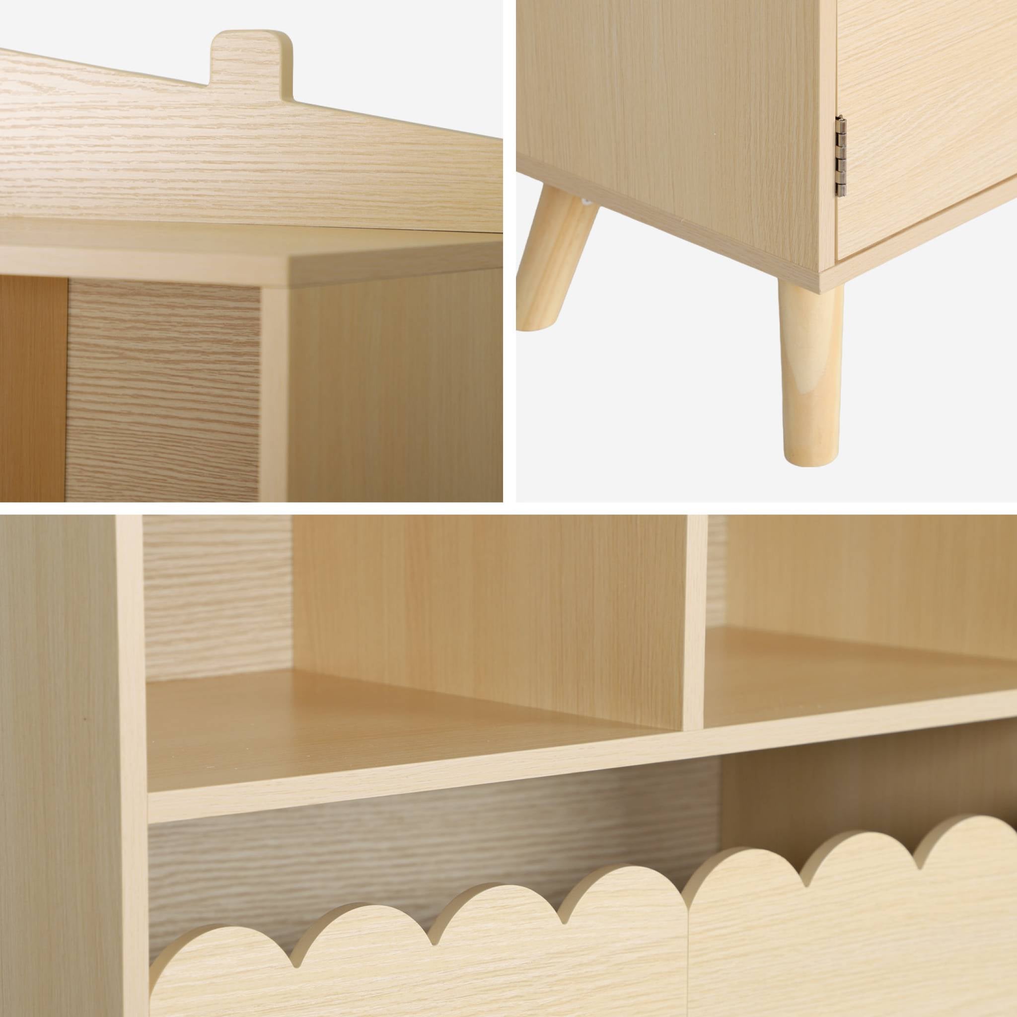 Biblioteca per bambini in legno di pino 2 porte e 4 scaffali, marrone