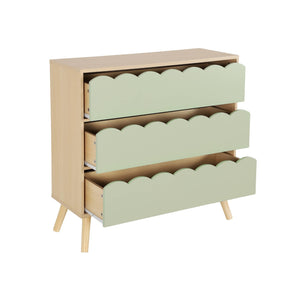 Cassettiera per bambini effetto legno 3 cassetti, verde
