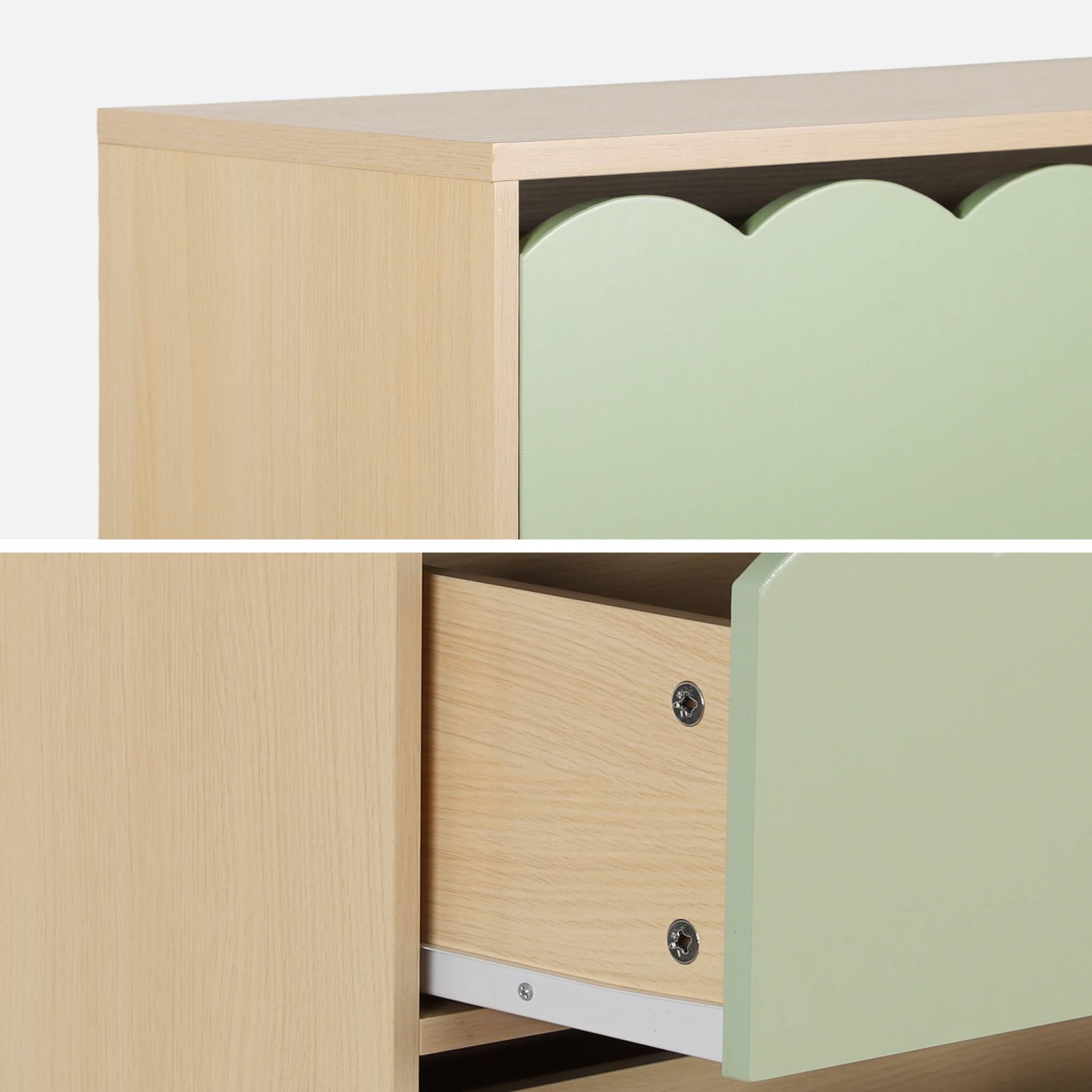 Cassettiera per bambini effetto legno 3 cassetti, verde