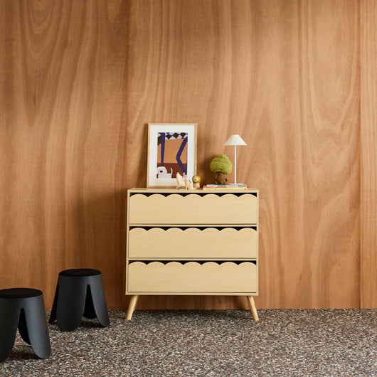 Cassettiera per bambini effetto legno 3 cassetti, marrone naturale