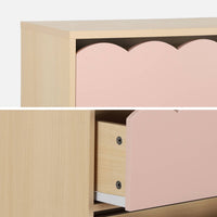 Cassettiera per bambini effetto legno 3 cassetti, rosa