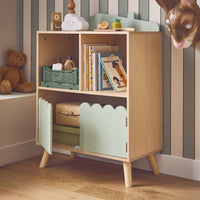 Libreria per bambini a 2 ripiani e 2 ante, verde