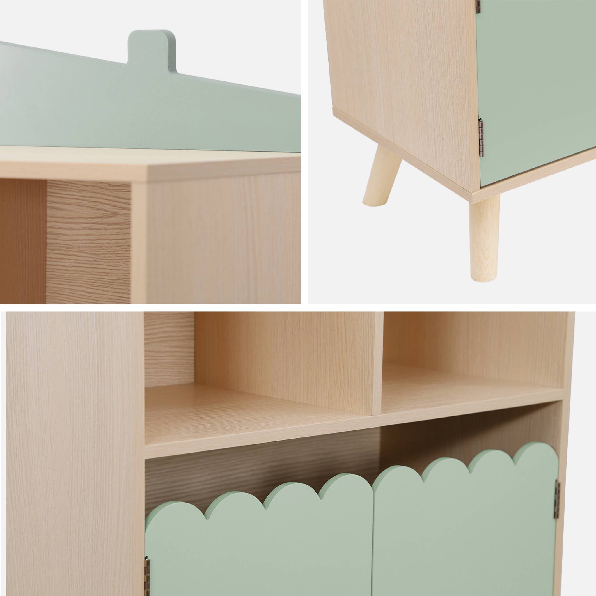 Libreria per bambini a 2 ripiani e 2 ante, verde